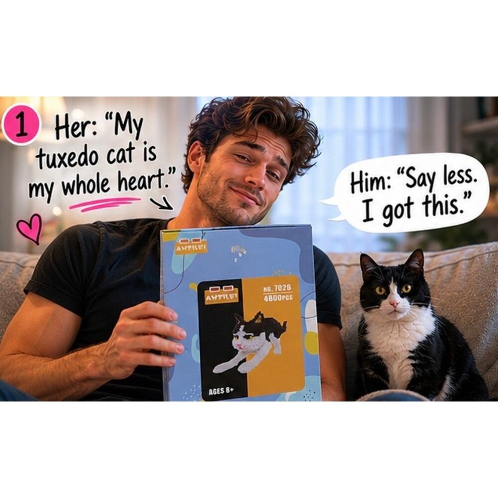 4800pc Tuxedo Cat Micro Building Block Set Cat Lover Gift NIB